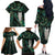 New Zealand Aotearoa Family Matching Off The Shoulder Long Sleeve Dress and Hawaiian Shirt Maori Tane Te Waiora Paua Shell Glitter Green