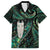 New Zealand Aotearoa Family Matching Off Shoulder Short Dress and Hawaiian Shirt Maori Tane Te Waiora Paua Shell Glitter Green