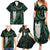 New Zealand Aotearoa Family Matching Summer Maxi Dress and Hawaiian Shirt Maori Tane Te Waiora Paua Shell Glitter Green