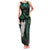 New Zealand Aotearoa Family Matching Tank Maxi Dress and Hawaiian Shirt Maori Tane Te Waiora Paua Shell Glitter Green