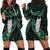 New Zealand Aotearoa Hoodie Dress Maori Tane Te Waiora Paua Shell Glitter Green