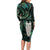 New Zealand Aotearoa Long Sleeve Bodycon Dress Maori Tane Te Waiora Paua Shell Glitter Green