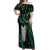 New Zealand Aotearoa Off Shoulder Maxi Dress Maori Tane Te Waiora Paua Shell Glitter Green