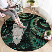 New Zealand Aotearoa Round Carpet Maori Tane Te Waiora Paua Shell Glitter Green LT05 - Polynesian Pride