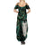 New Zealand Aotearoa Summer Maxi Dress Maori Tane Te Waiora Paua Shell Glitter Green