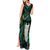 New Zealand Aotearoa Tank Maxi Dress Maori Tane Te Waiora Paua Shell Glitter Green