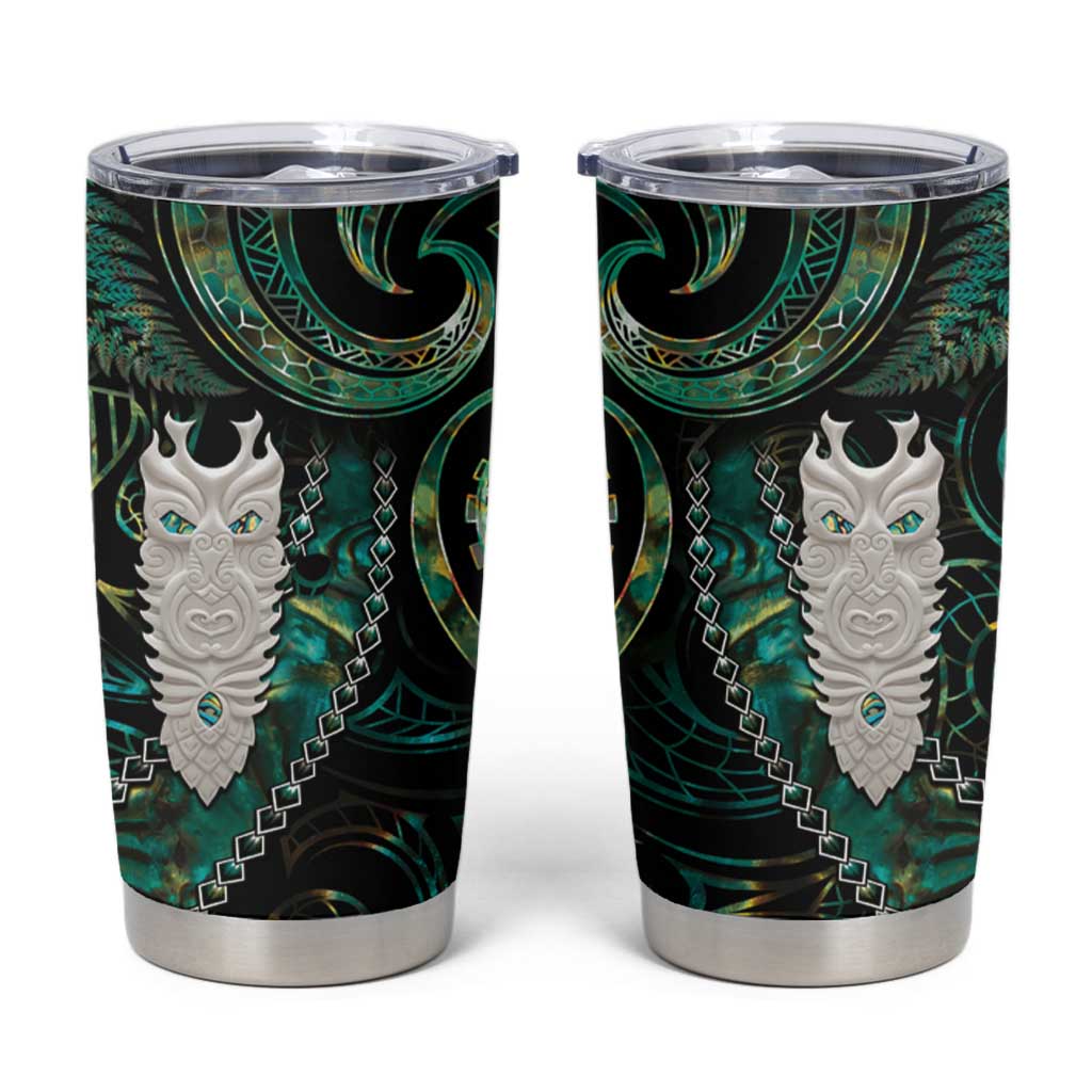 New Zealand Aotearoa Tumbler Cup Maori Tane Te Waiora Paua Shell Glitter Green LT05 Green - Polynesian Pride