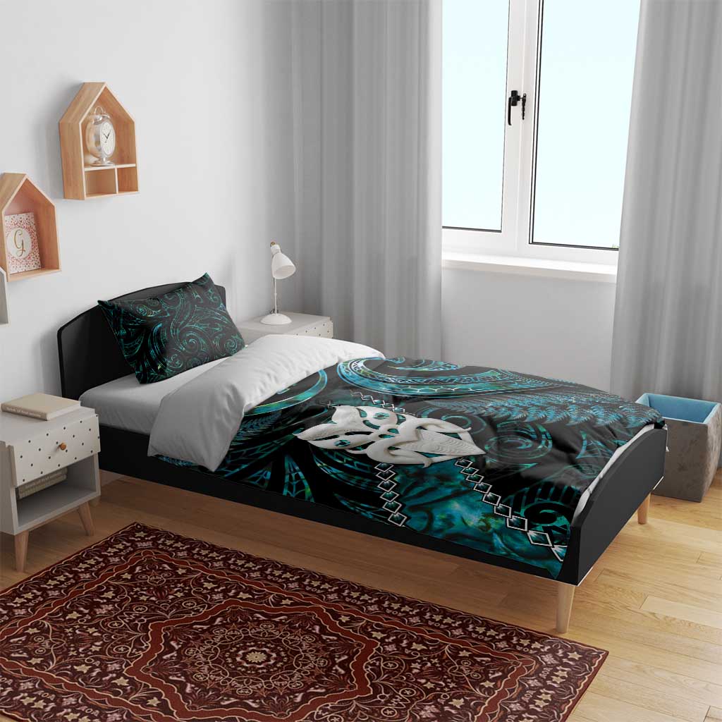 New Zealand Aotearoa Bedding Set Maori Wheku Paua Shell Glitter Turquoise LT05 - Polynesian Pride
