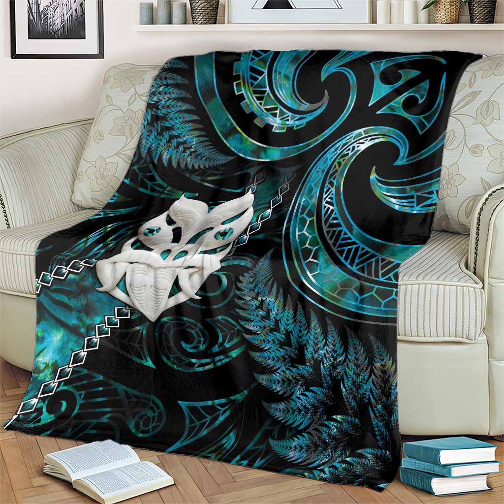 New Zealand Aotearoa Blanket Maori Wheku Paua Shell Glitter Turquoise LT05 - Polynesian Pride
