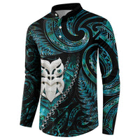 New Zealand Aotearoa Button Sweatshirt Maori Wheku Paua Shell Glitter Turquoise LT05 - Polynesian Pride