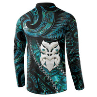 New Zealand Aotearoa Button Sweatshirt Maori Wheku Paua Shell Glitter Turquoise LT05 - Polynesian Pride