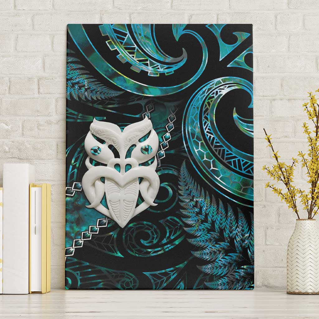 New Zealand Aotearoa Canvas Wall Art Maori Wheku Paua Shell Glitter Turquoise LT05 Without Frame Turquoise - Polynesian Pride