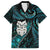 New Zealand Aotearoa Family Matching Off The Shoulder Long Sleeve Dress and Hawaiian Shirt Maori Wheku Paua Shell Glitter Turquoise