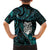 New Zealand Aotearoa Family Matching Off Shoulder Maxi Dress and Hawaiian Shirt Maori Wheku Paua Shell Glitter Turquoise