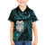 New Zealand Aotearoa Family Matching Off Shoulder Short Dress and Hawaiian Shirt Maori Wheku Paua Shell Glitter Turquoise