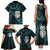 New Zealand Aotearoa Family Matching Tank Maxi Dress and Hawaiian Shirt Maori Wheku Paua Shell Glitter Turquoise