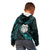 New Zealand Aotearoa Kid Hoodie Maori Wheku Paua Shell Glitter Turquoise