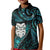 New Zealand Aotearoa Kid Polo Shirt Maori Wheku Paua Shell Glitter Turquoise