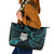 New Zealand Aotearoa Leather Tote Bag Maori Wheku Paua Shell Glitter Turquoise