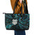 New Zealand Aotearoa Leather Tote Bag Maori Wheku Paua Shell Glitter Turquoise