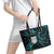 New Zealand Aotearoa Leather Tote Bag Maori Wheku Paua Shell Glitter Turquoise