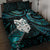 New Zealand Aotearoa Quilt Bed Set Maori Wheku Paua Shell Glitter Turquoise