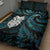 New Zealand Aotearoa Quilt Bed Set Maori Wheku Paua Shell Glitter Turquoise