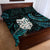 New Zealand Aotearoa Quilt Bed Set Maori Wheku Paua Shell Glitter Turquoise