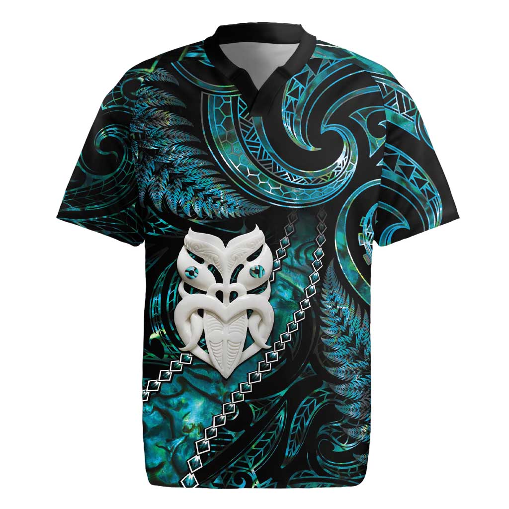 New Zealand Aotearoa Rugby Jersey Maori Wheku Paua Shell Glitter Turquoise LT05 Turquoise - Polynesian Pride