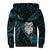 New Zealand Aotearoa Sherpa Hoodie Maori Wheku Paua Shell Glitter Turquoise