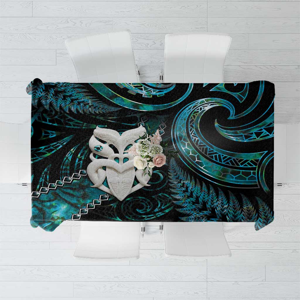 New Zealand Aotearoa Tablecloth Maori Wheku Paua Shell Glitter Turquoise LT05 Turquoise - Polynesian Pride