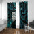 New Zealand Aotearoa Window Curtain Maori Wheku Paua Shell Glitter Turquoise