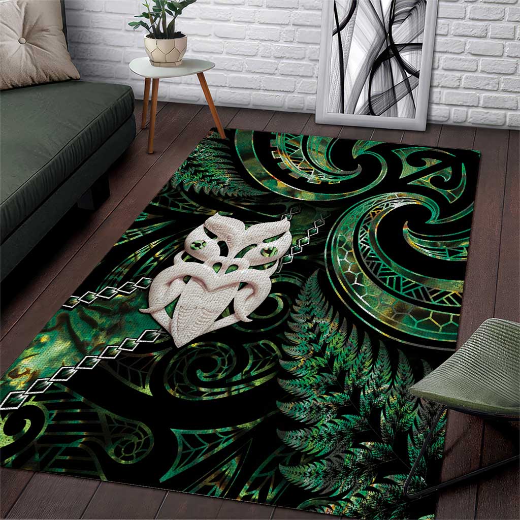 New Zealand Aotearoa Area Rug Maori Wheku Paua Shell Glitter Green LT05 Green - Polynesian Pride