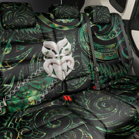 New Zealand Aotearoa Back Car Seat Cover Maori Wheku Paua Shell Glitter Green LT05 - Polynesian Pride