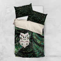 New Zealand Aotearoa Bedding Set Maori Wheku Paua Shell Glitter Green LT05 US Twin 172cm x 218cm Green - Polynesian Pride