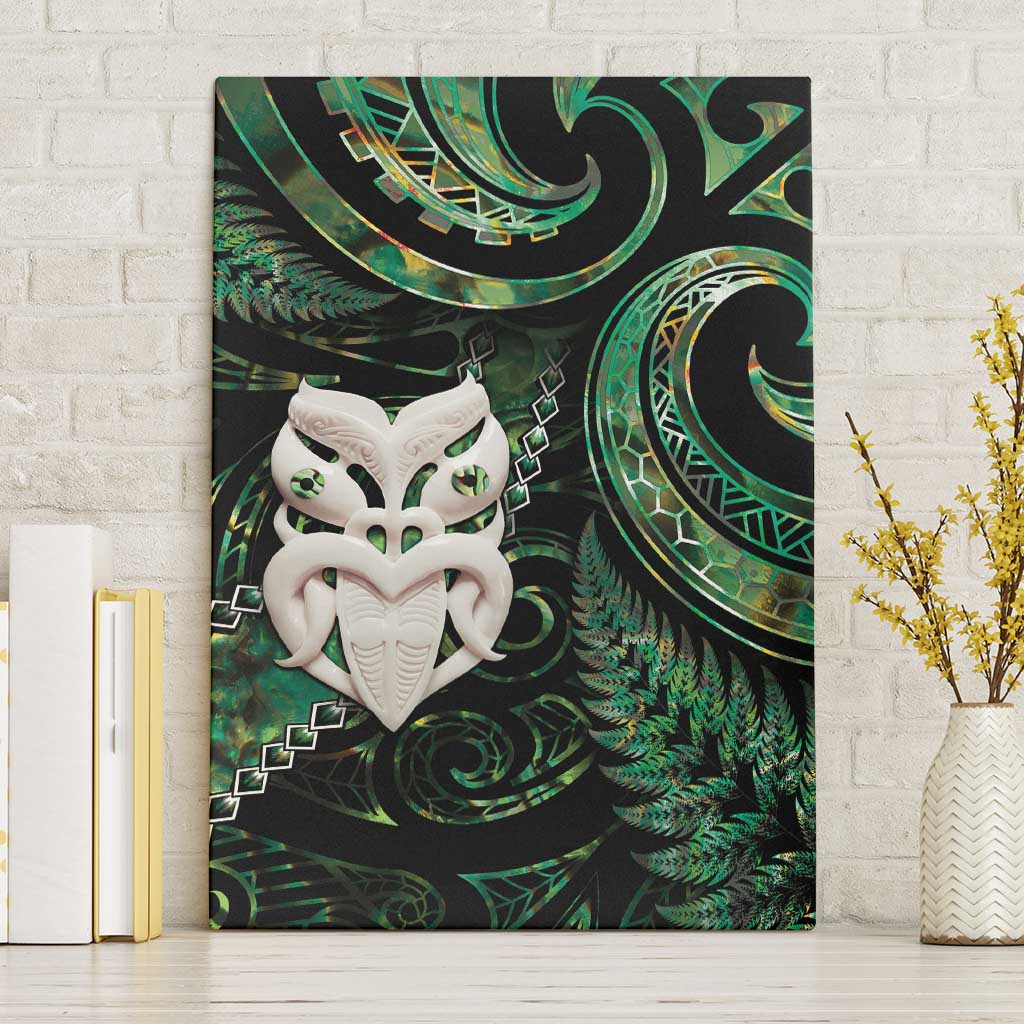 New Zealand Aotearoa Canvas Wall Art Maori Wheku Paua Shell Glitter Green LT05 Without Frame Green - Polynesian Pride