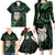 New Zealand Aotearoa Family Matching Long Sleeve Bodycon Dress and Hawaiian Shirt Maori Wheku Paua Shell Glitter Green