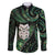 New Zealand Aotearoa Family Matching Long Sleeve Bodycon Dress and Hawaiian Shirt Maori Wheku Paua Shell Glitter Green