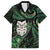 New Zealand Aotearoa Family Matching Off The Shoulder Long Sleeve Dress and Hawaiian Shirt Maori Wheku Paua Shell Glitter Green