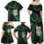 New Zealand Aotearoa Family Matching Off Shoulder Maxi Dress and Hawaiian Shirt Maori Wheku Paua Shell Glitter Green