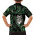 New Zealand Aotearoa Family Matching Off Shoulder Short Dress and Hawaiian Shirt Maori Wheku Paua Shell Glitter Green