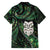 New Zealand Aotearoa Family Matching Off Shoulder Short Dress and Hawaiian Shirt Maori Wheku Paua Shell Glitter Green