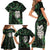 New Zealand Aotearoa Family Matching Short Sleeve Bodycon Dress and Hawaiian Shirt Maori Wheku Paua Shell Glitter Green