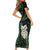 New Zealand Aotearoa Family Matching Short Sleeve Bodycon Dress and Hawaiian Shirt Maori Wheku Paua Shell Glitter Green