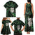 New Zealand Aotearoa Family Matching Tank Maxi Dress and Hawaiian Shirt Maori Wheku Paua Shell Glitter Green