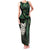 New Zealand Aotearoa Family Matching Tank Maxi Dress and Hawaiian Shirt Maori Wheku Paua Shell Glitter Green