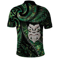 New Zealand Aotearoa Polo Shirt Maori Wheku Paua Shell Glitter Green LT05 - Polynesian Pride