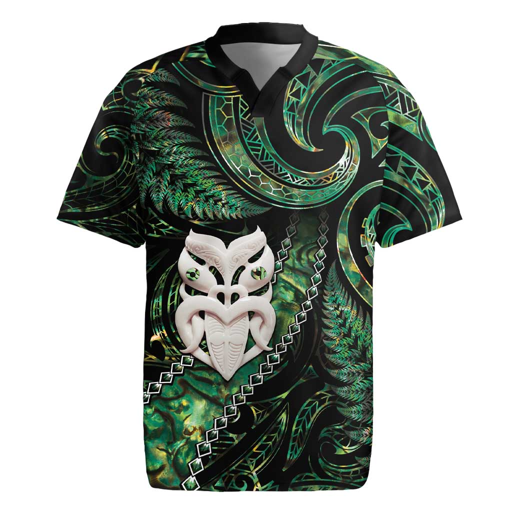 New Zealand Aotearoa Rugby Jersey Maori Wheku Paua Shell Glitter Green LT05 Green - Polynesian Pride