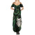 New Zealand Aotearoa Summer Maxi Dress Maori Wheku Paua Shell Glitter Green