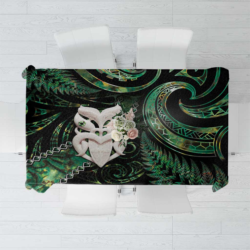 New Zealand Aotearoa Tablecloth Maori Wheku Paua Shell Glitter Green LT05 Green - Polynesian Pride